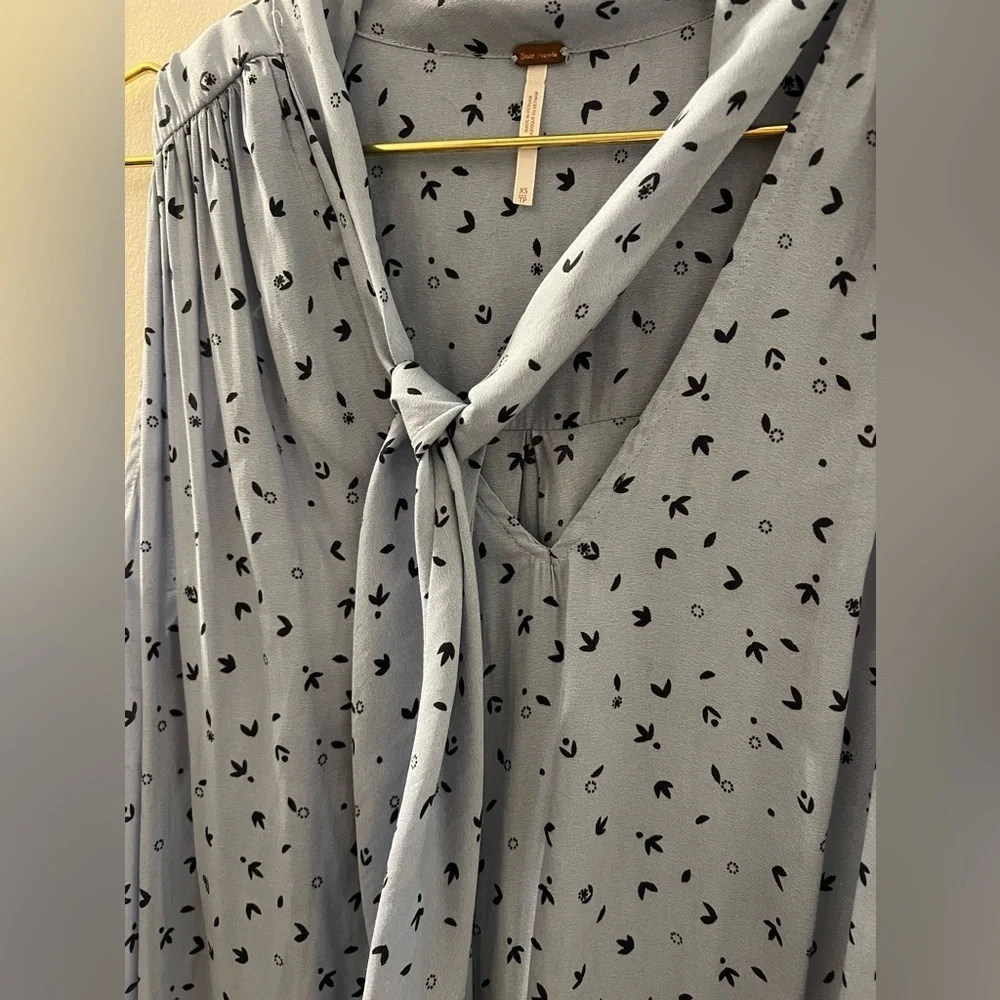 NWOT Free People Light Blue Patterned Top